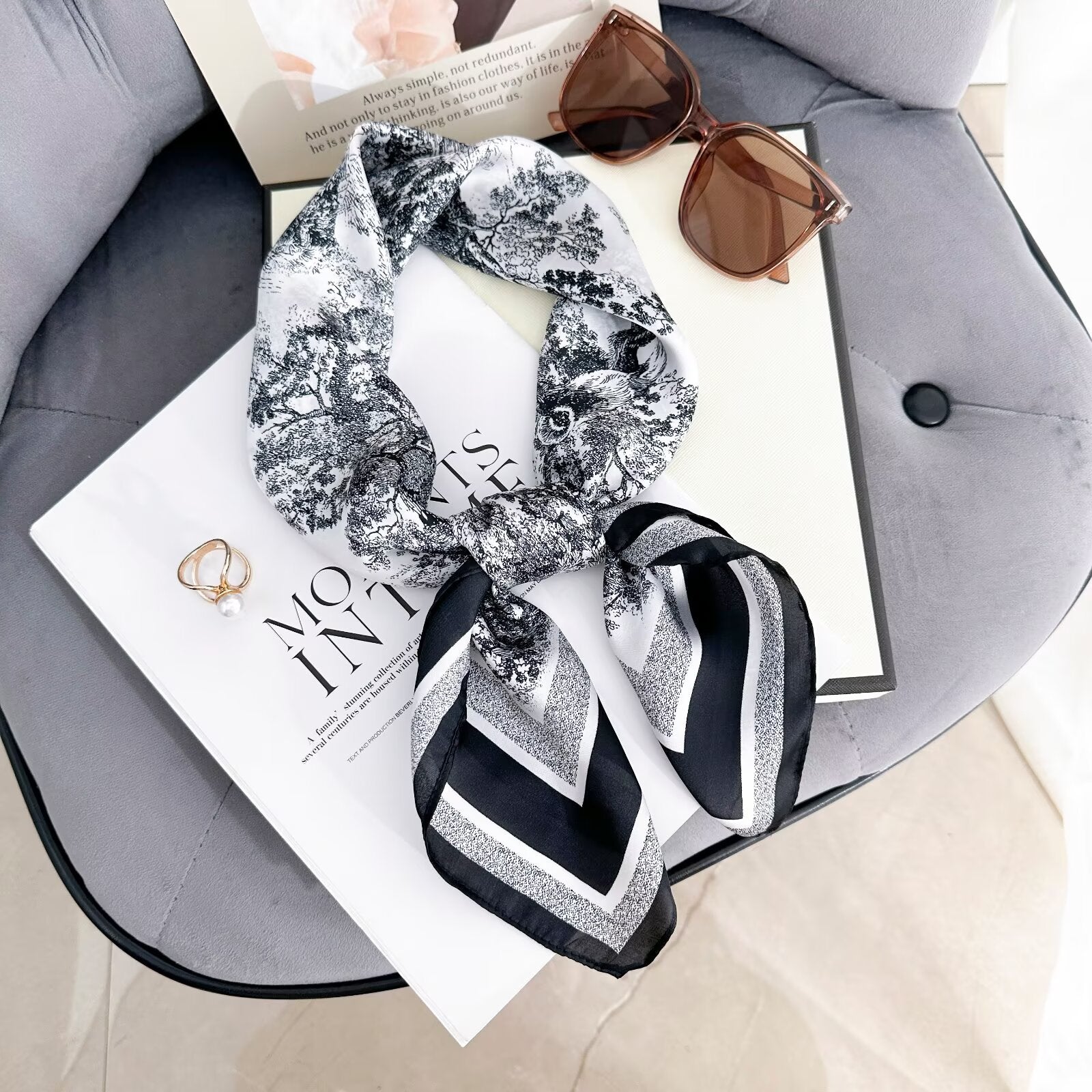 Foulard Carré touche soie 70cmx70cm (x12)#