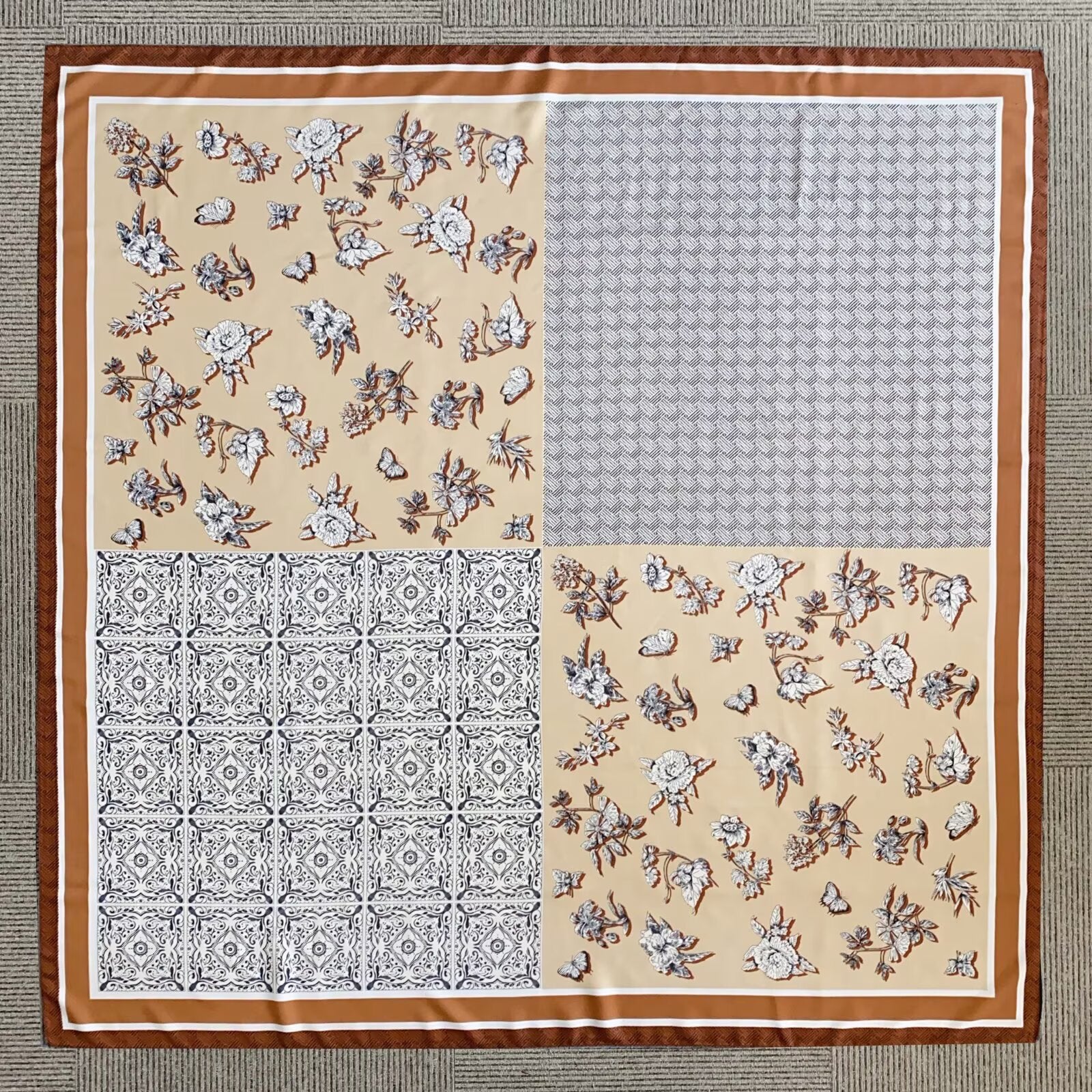 Foulard Carré touche soie  130×130cm (x6)#34