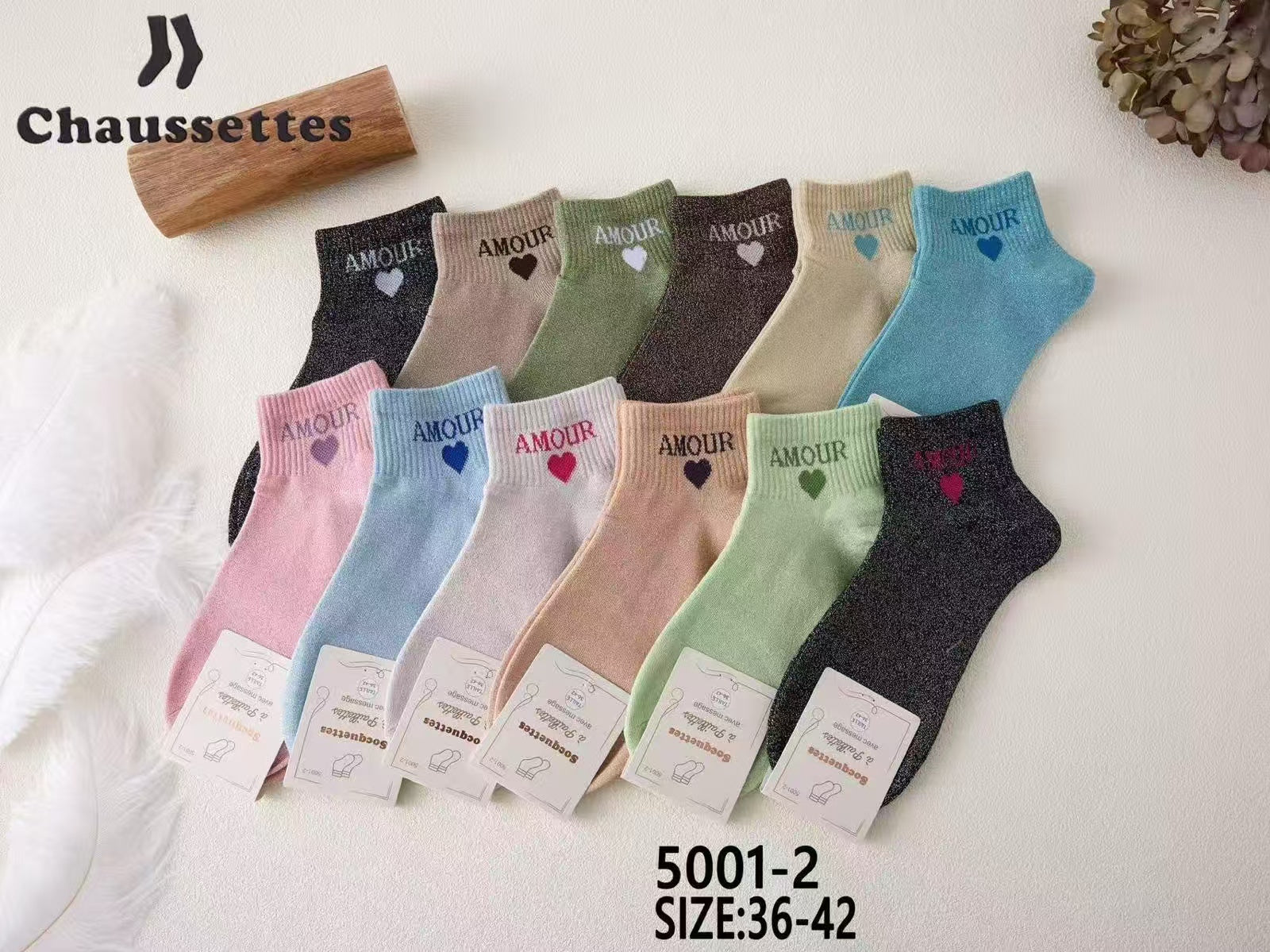 chaussette pailletee avec message(×12)#2