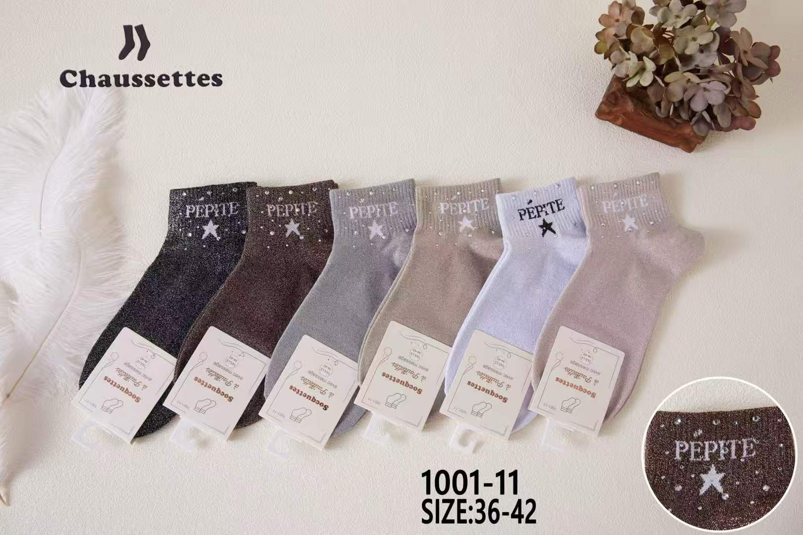 chaussette pailletee avec message(×12)#11