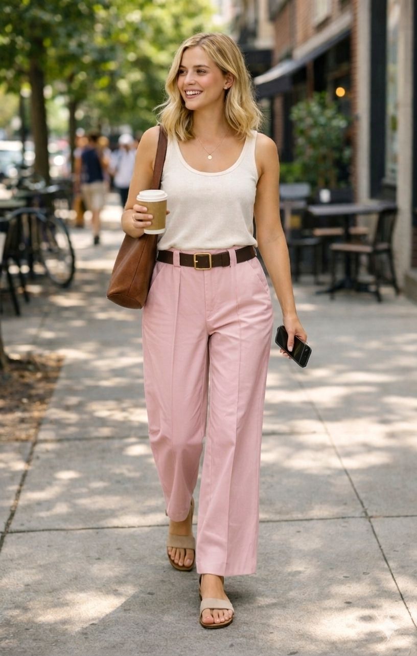 Pantalon large taille haute(x6)