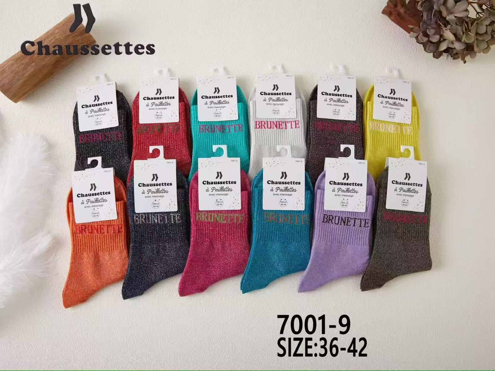 chaussette paillettes avec message(×12)7001