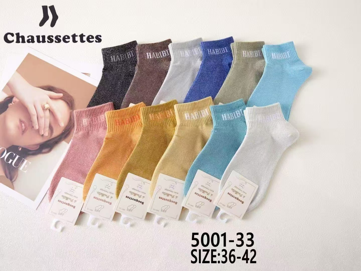 chaussette pailletee avec message(×12)#33