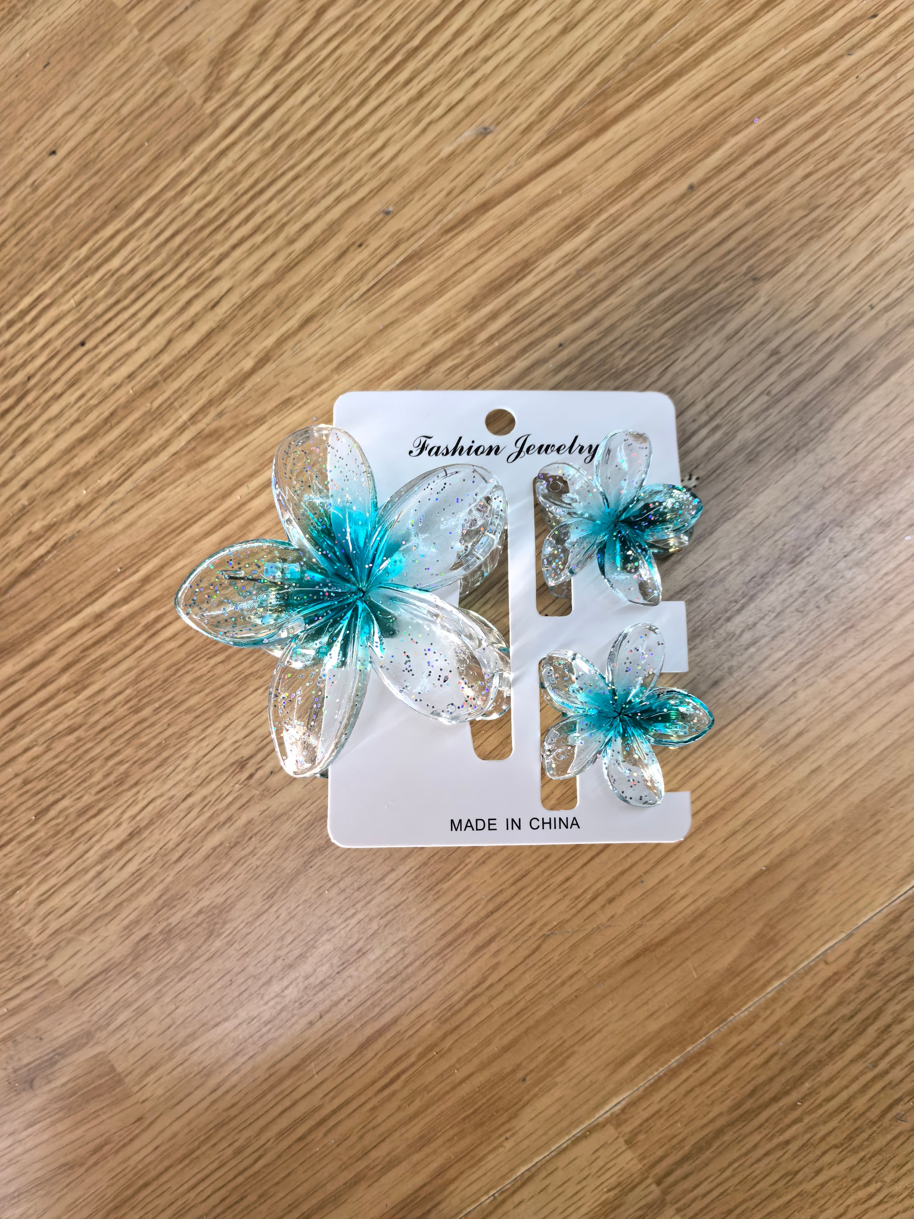 - Pince fleur transparente pailletée (X12)#23