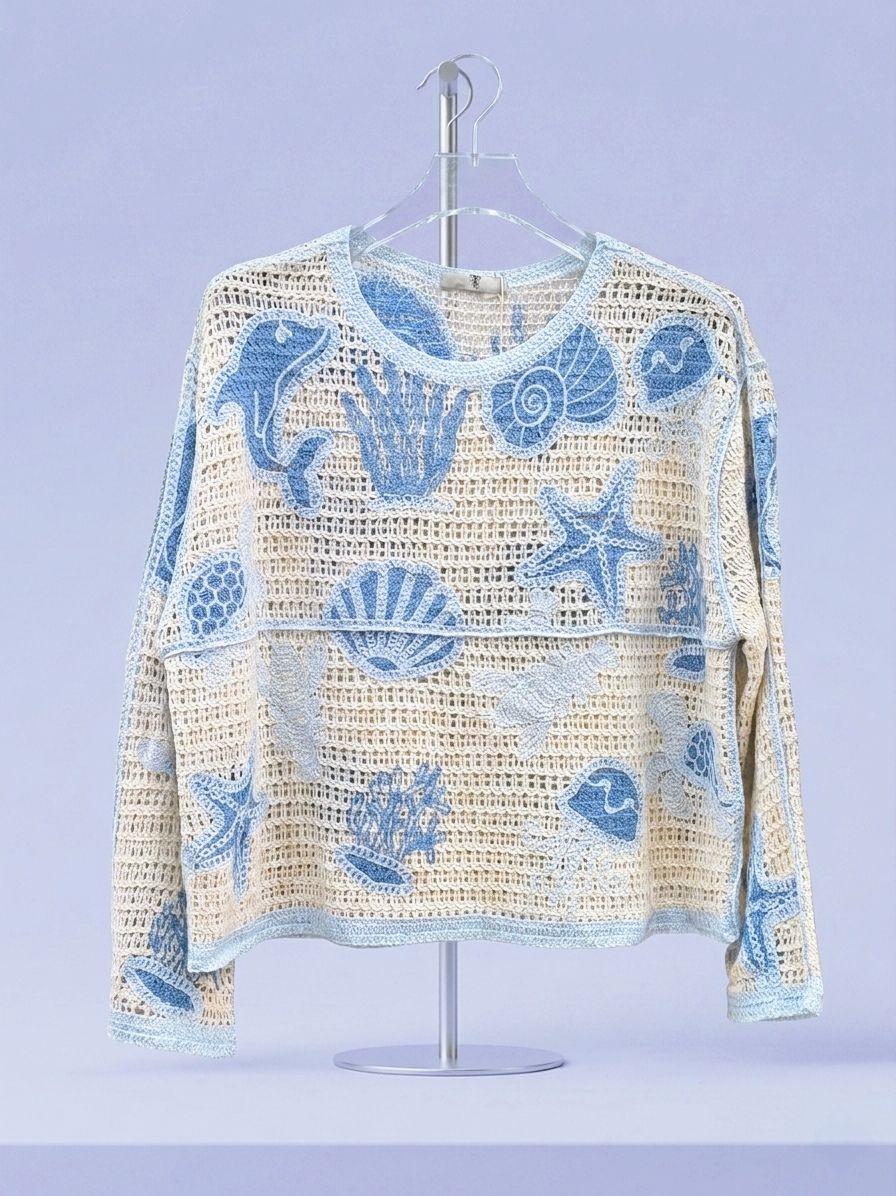 Haut en crochet à motifs de La Mer(x6)