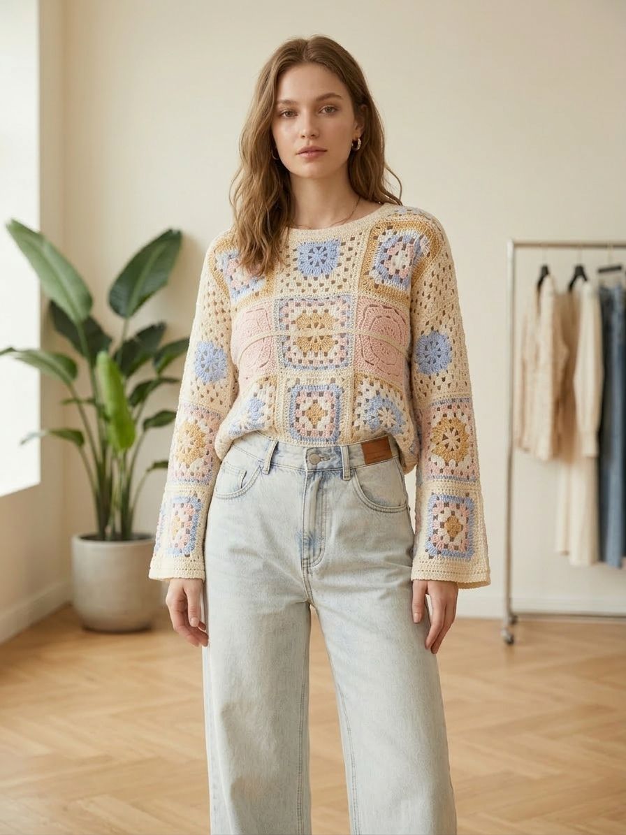 Haut en carrés granny(x6)