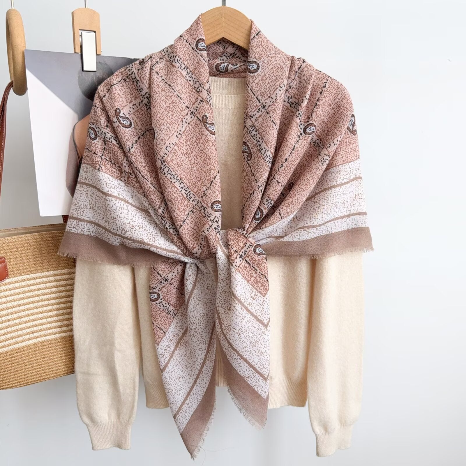Foulard Carré Mixte Carreaux & Cachemire à Franges Femme (x12)#10