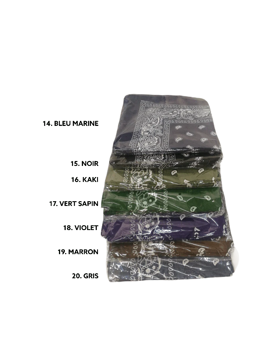 Bandana 100% coton Motif Paisley  (x12)