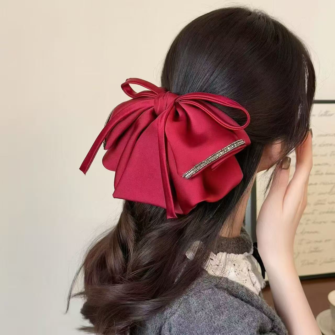 Pinces à cheveux strass avec nœud(x6)#7