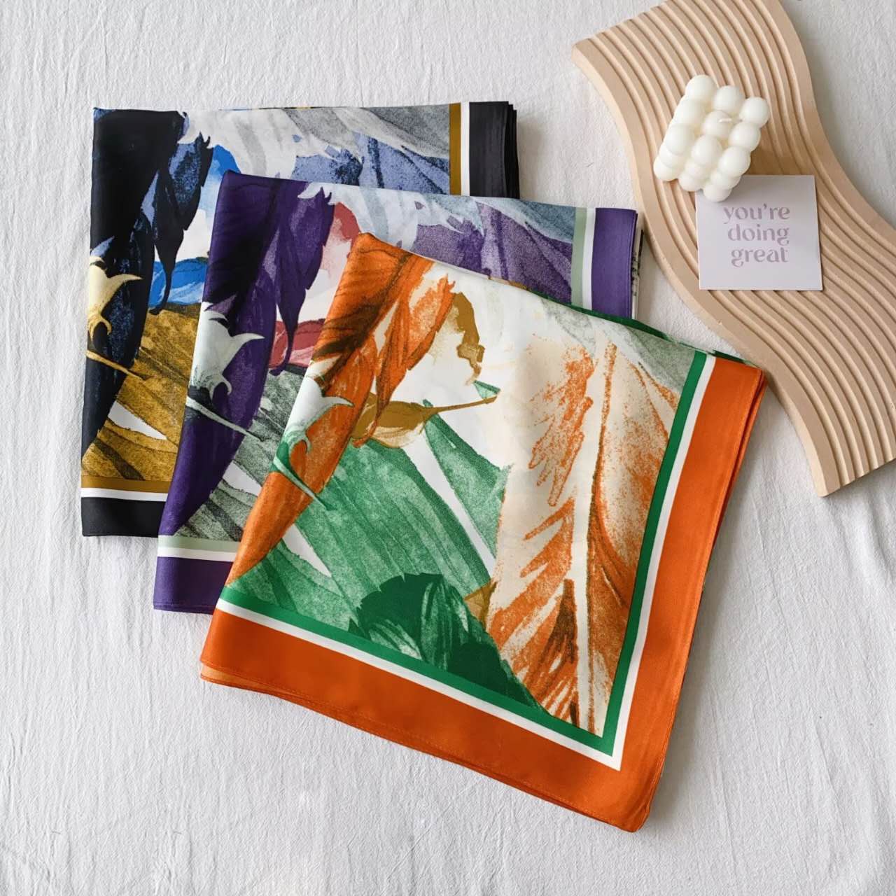 (Copie) Foulard Carré touche soie  130×130cm (x6)#36