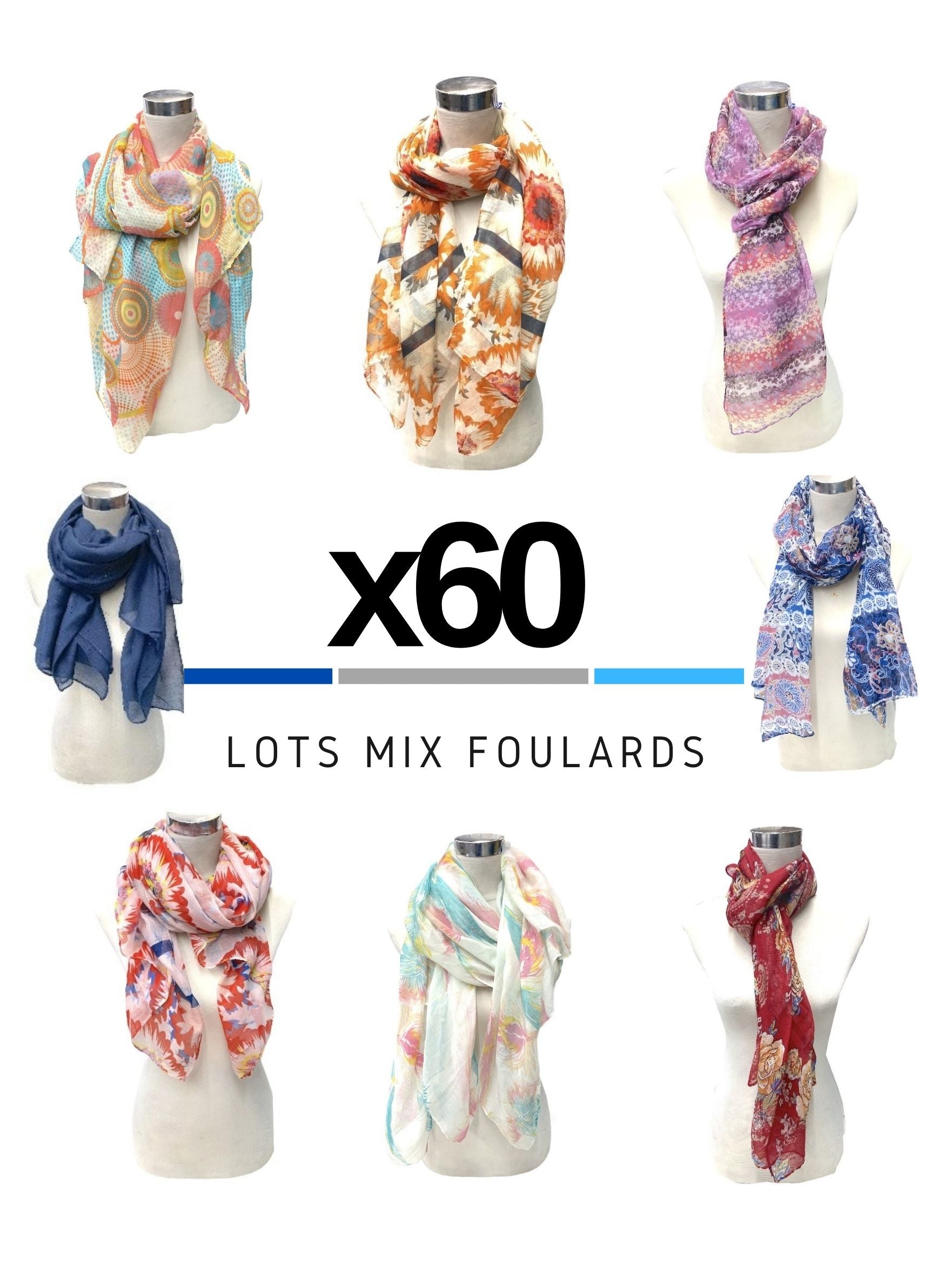 MAXI-LOT Mix foulards mélangés (x60)