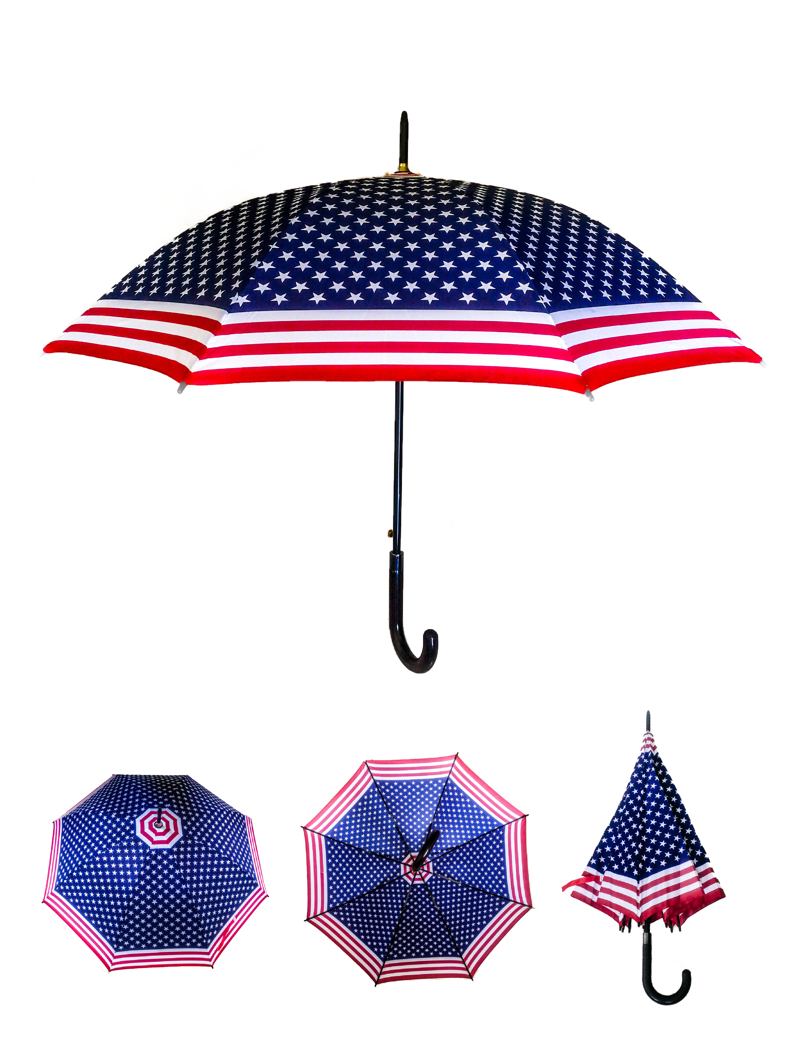 LOT DE 12 - Parapluie long drapeau USA 3,90€/unité | Grossiste-pro