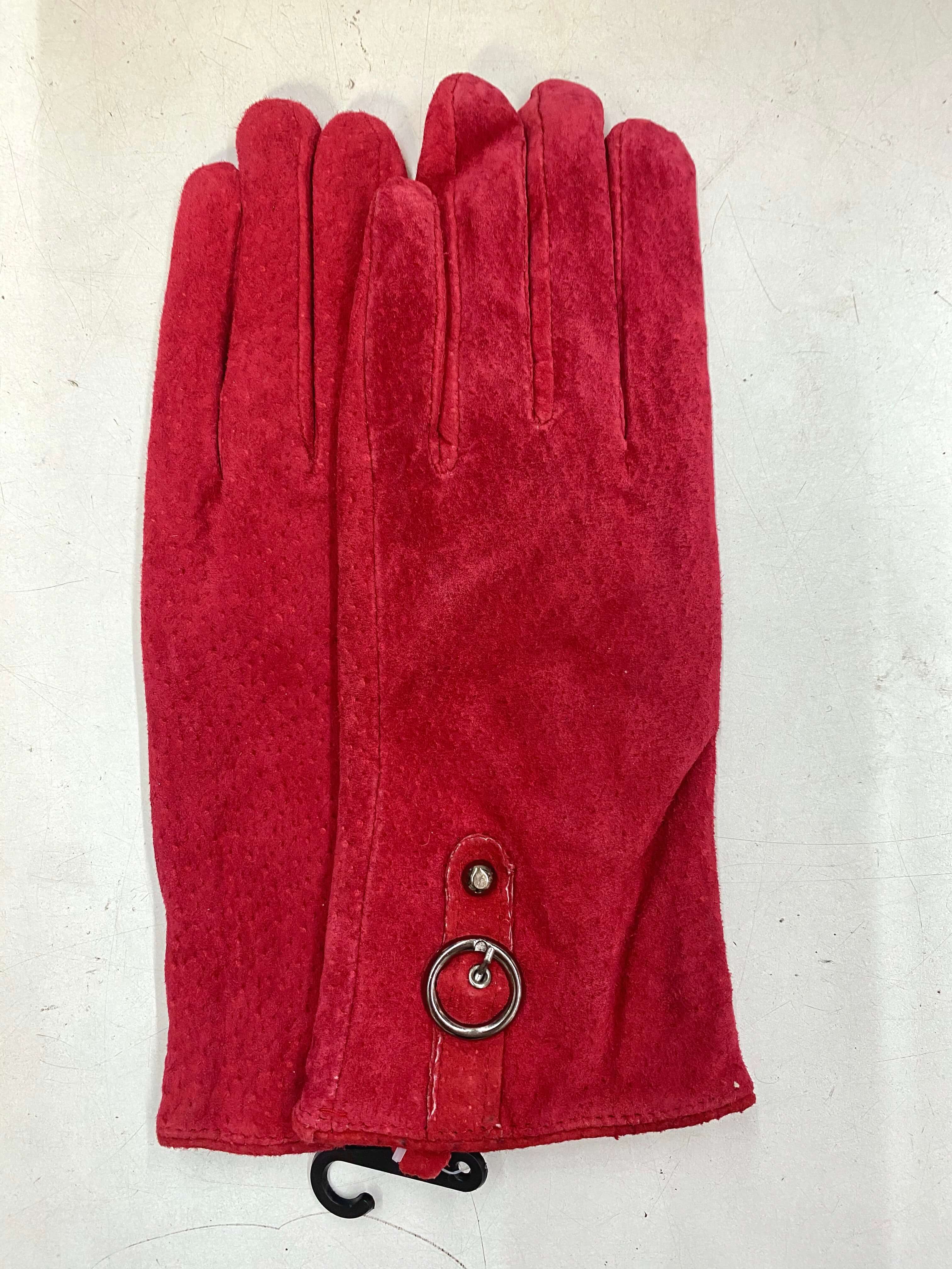 Gants 100% cuir peau retournée rouge (x6) 4,50€/paire | Grossiste-pro