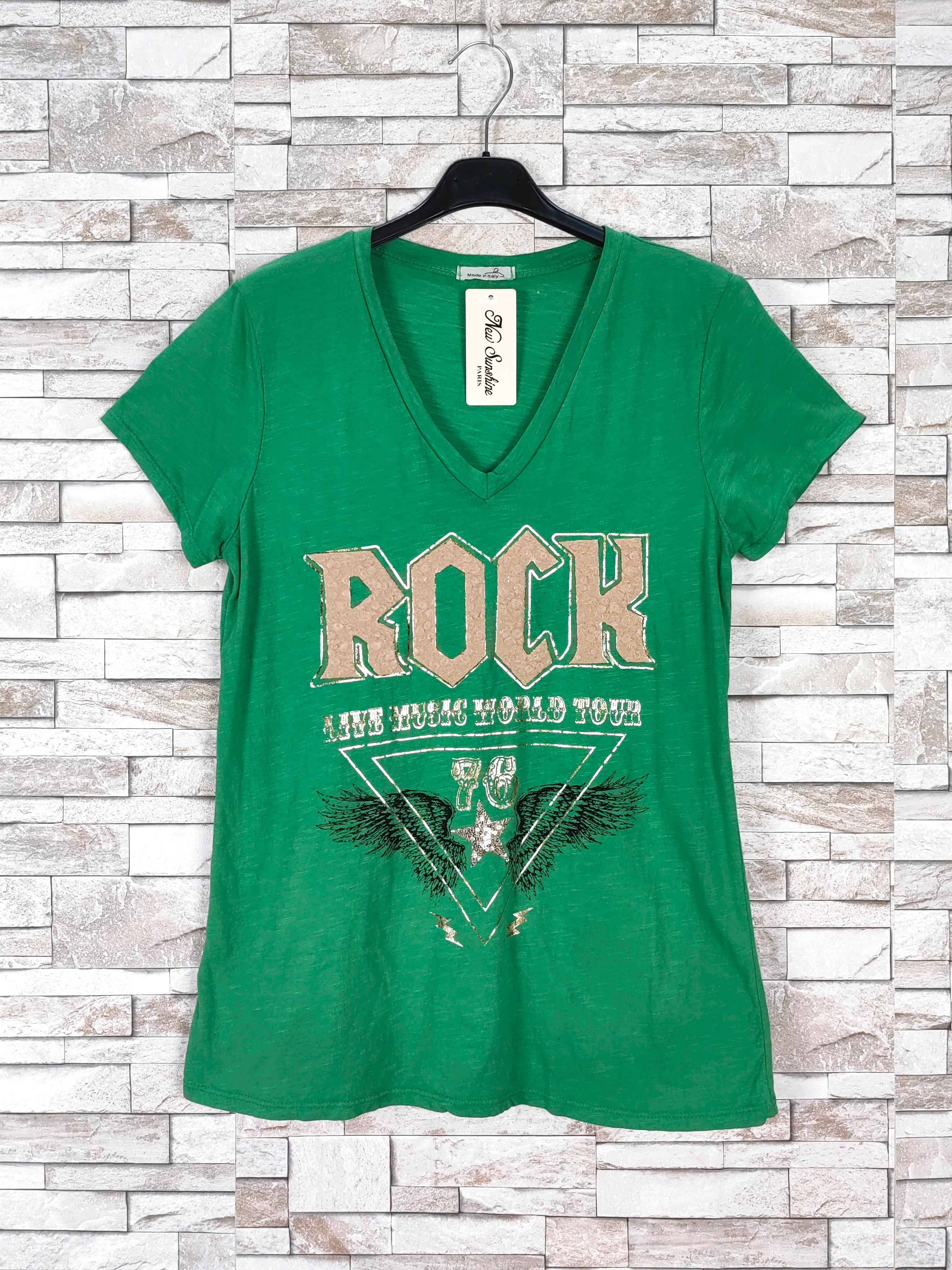 T-shirt col v "Rock"
(
X9)