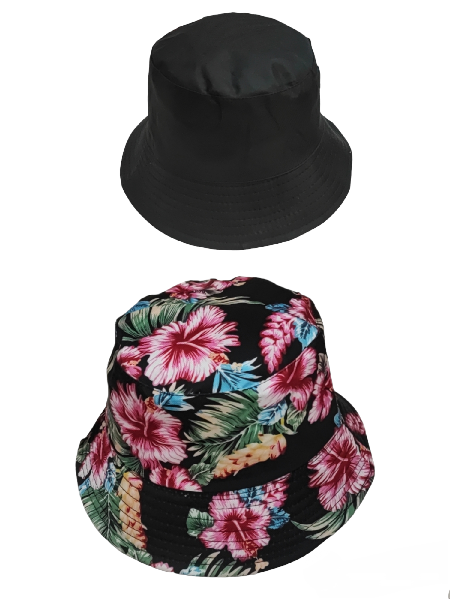 Chapeaux bob réversible motif fleur (x12)