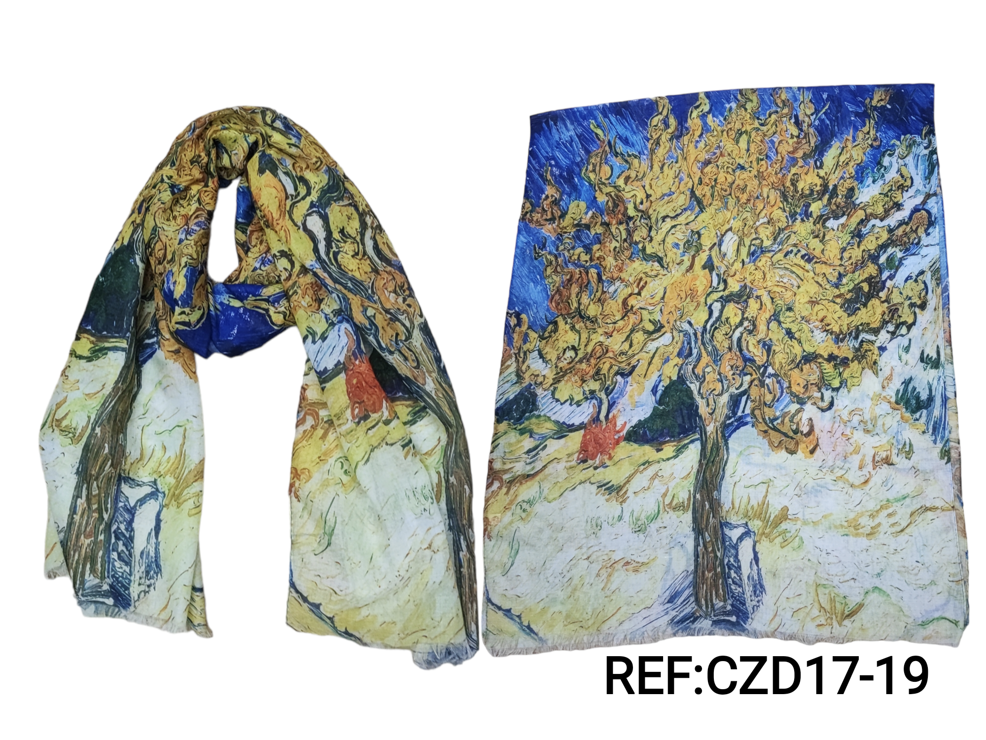Foulard étole tableau Van Gogh Mulberry Tree (x3)