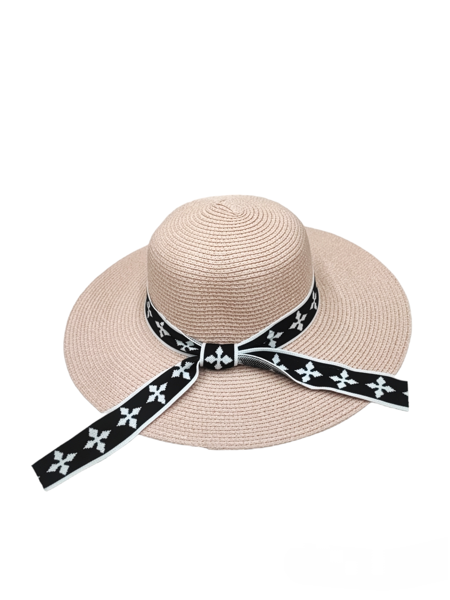 chapeau de paille Banderole en tricot noir et blanc (x12)