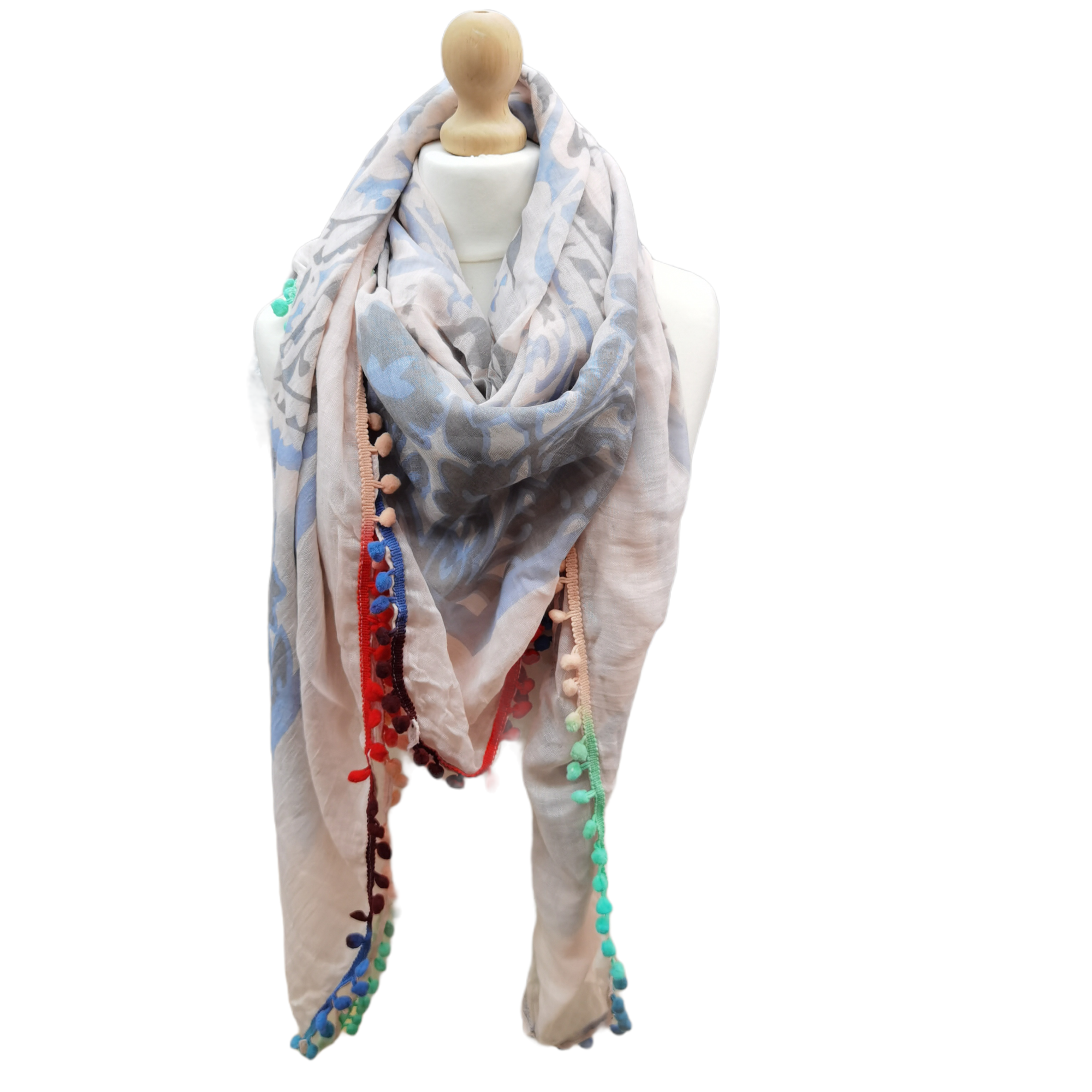 Écharpe foulard pompon couleurs mélangées (x6)