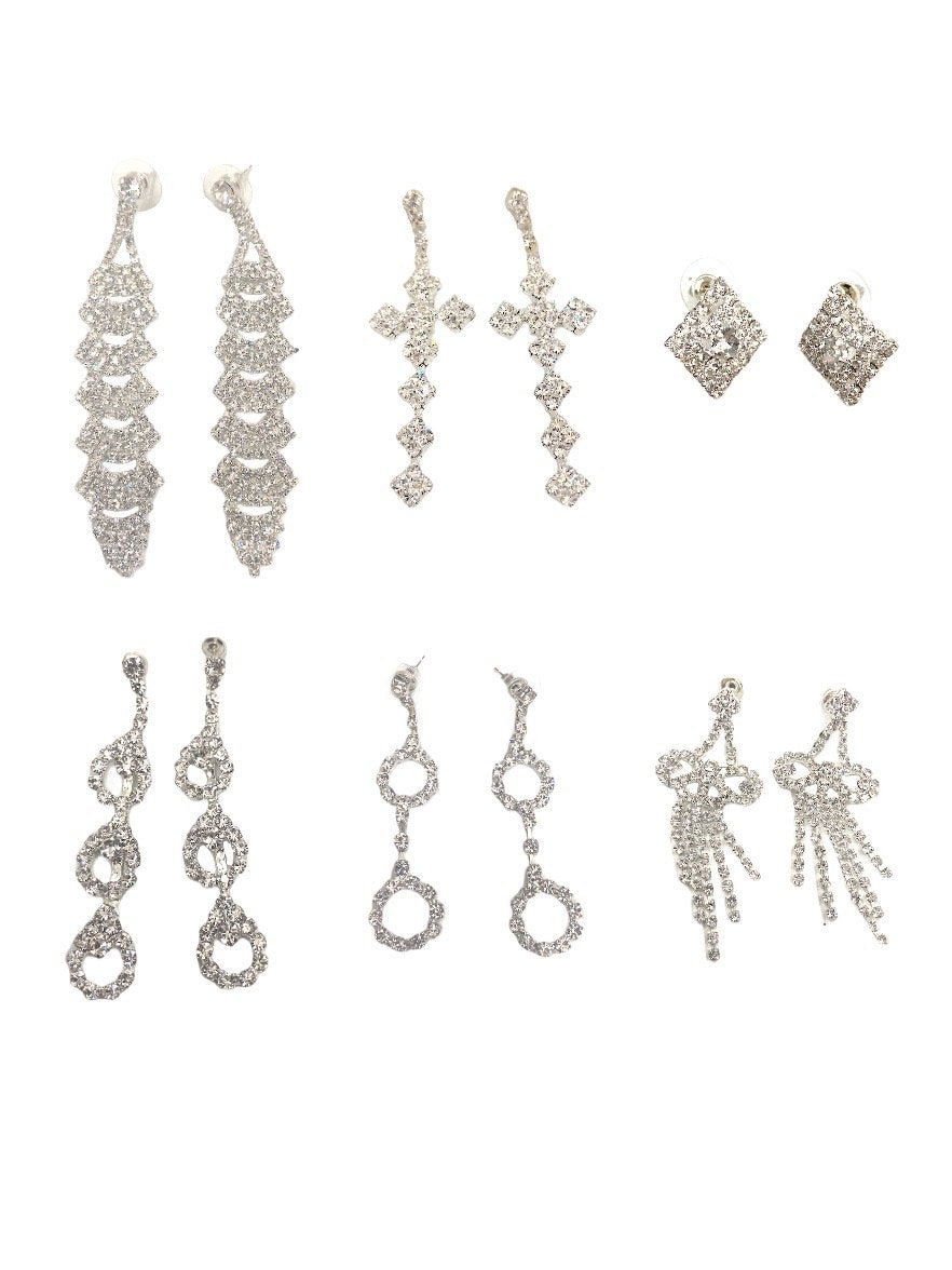 LOT DE 12 - Boucles d'oreilles glamour strass  2,00€/paire | Grossiste-pro