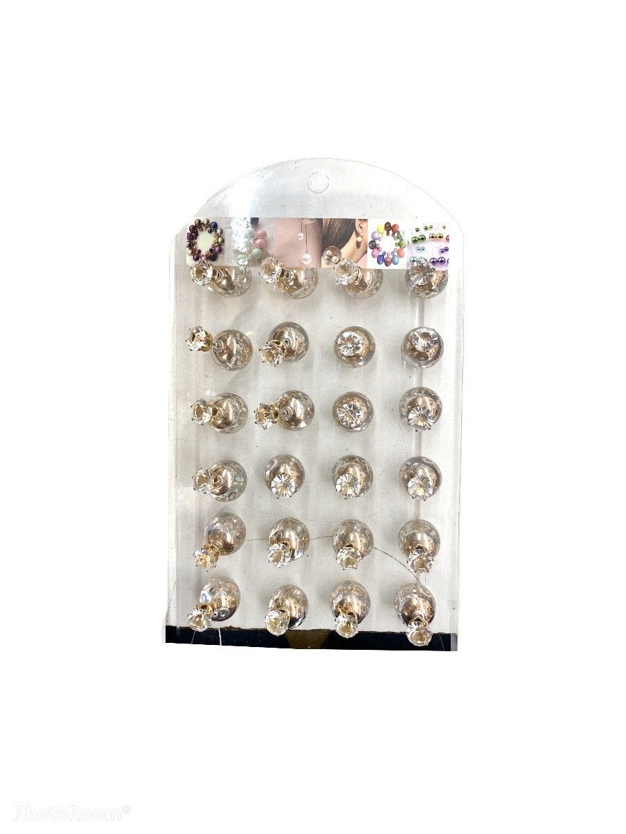 DESTOCKAGE Boucles d'oreilles strass boules transparent    (x12) 0,50€/paire | Grossiste-pro