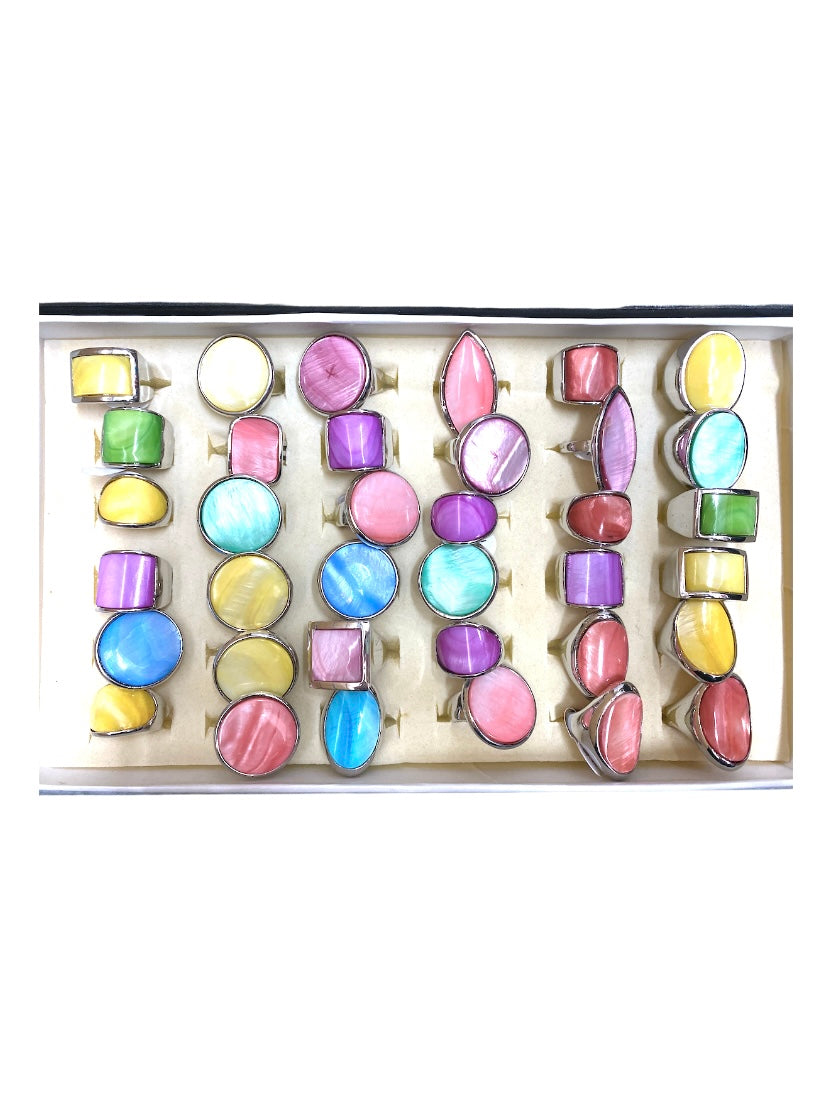 Boîte de bagues pierre couleur femme (x36)