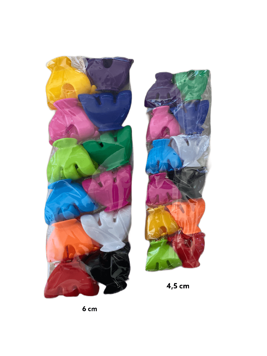 LOT DE 6 PAQUETS - petites Pinces crabes cheveux couleurs (x12) 2 tailles disponibles 2,50€/paquet | Grossiste-pro