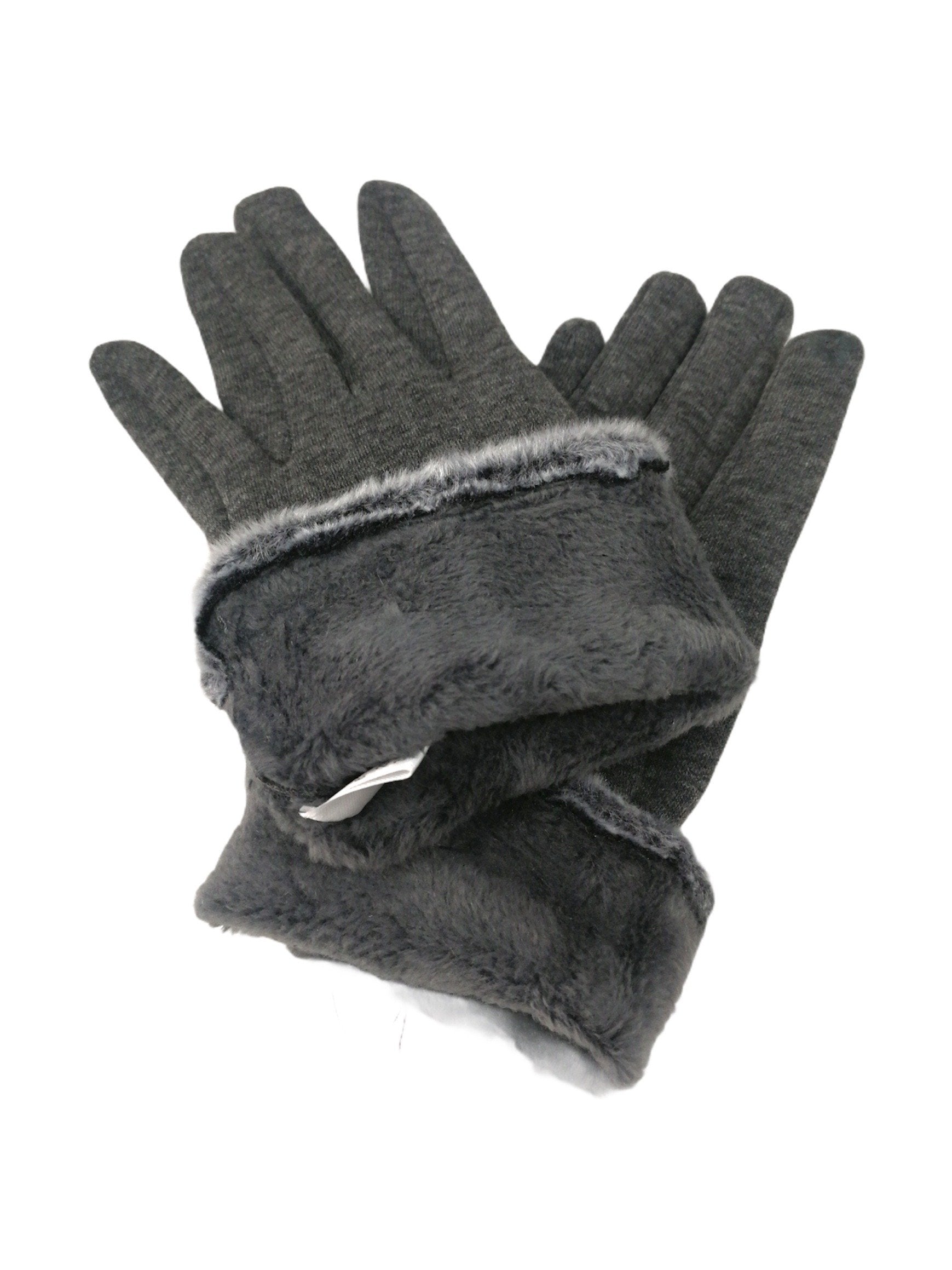 Gants tactiles simples bord fausse fourrure doublure (x12) 2,50€/paire | Grossiste-pro