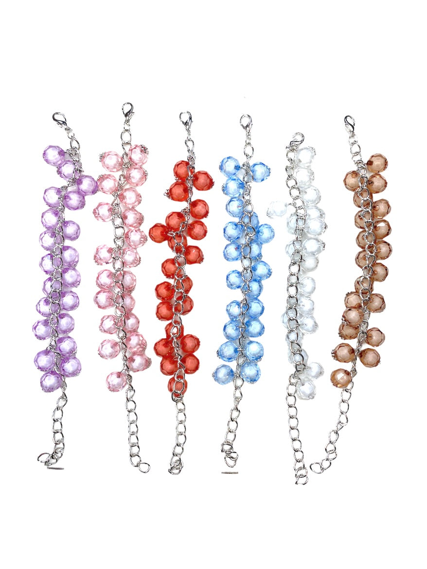 Bracelet fantaisie boules couleurs mélangées       (x24)