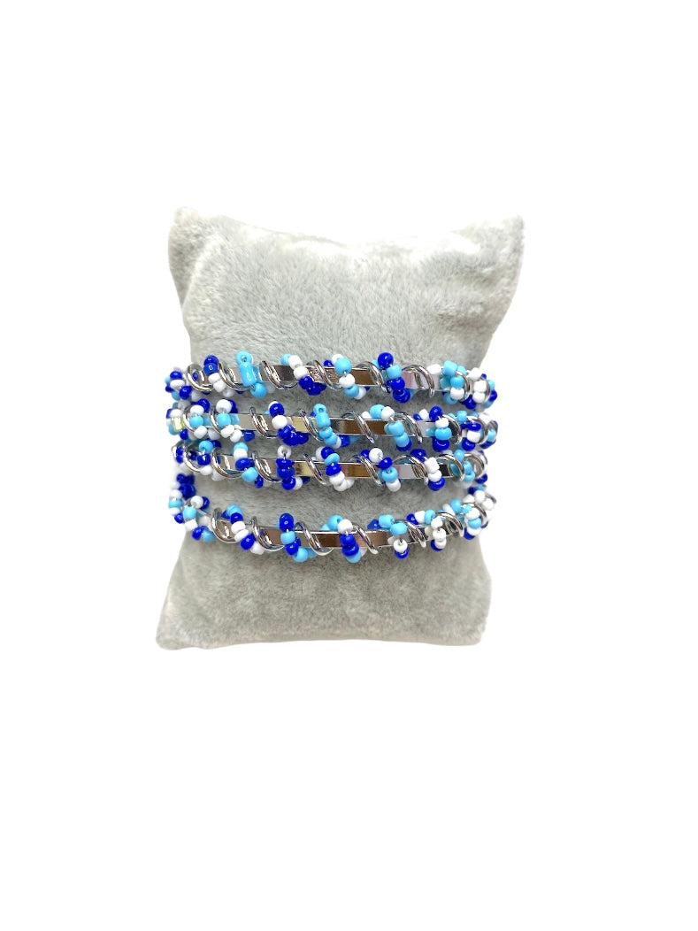 Bracelet fantaisie jonc semainier multirang perles #BJ02