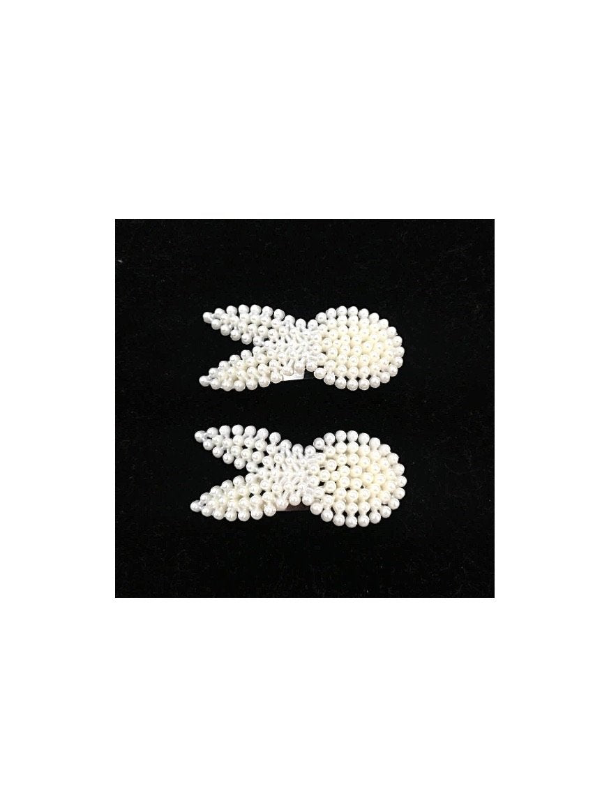 LOT DE 12 - Barrettes Pinces perles lapin    0,60€/unité | Grossiste-pro