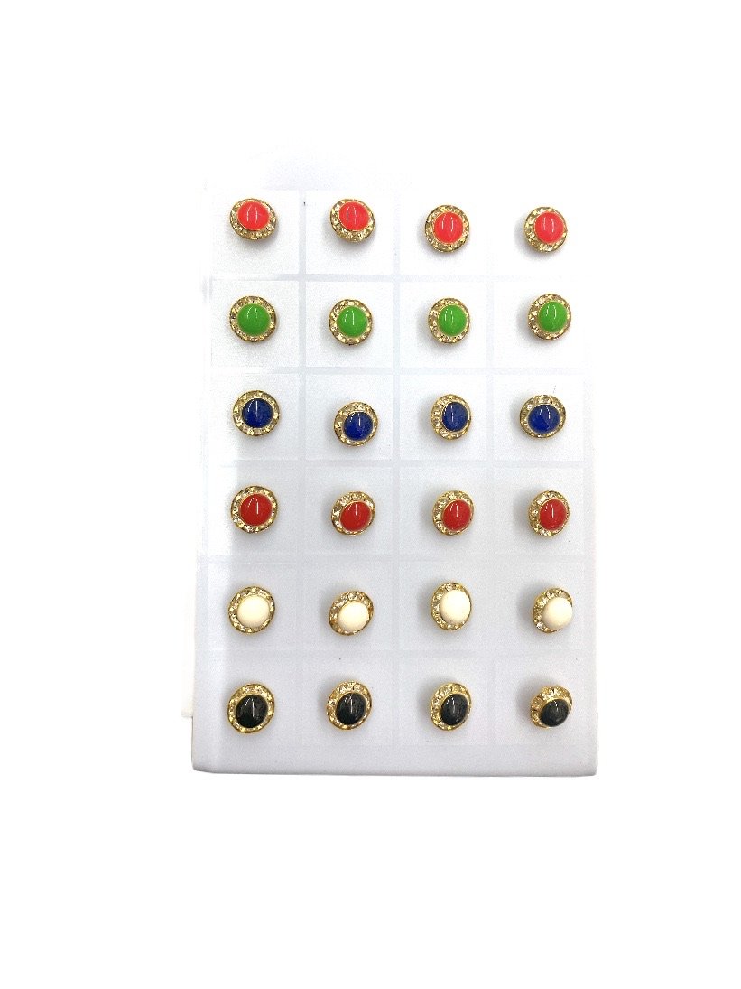 LOT DE 12 - Boucles d'oreilles pins simple 3 couleurs au choix 0,62€/paire | Grossiste-pro